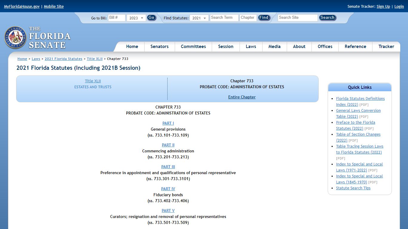 Chapter 733 - 2021 Florida Statutes - The Florida Senate
